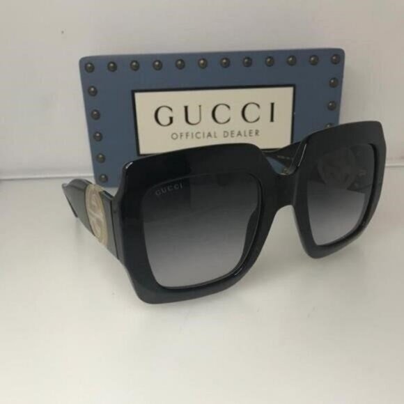 New - 💯- GUCCI GG1022 006 54 23 Oversize Black Sunglasses - Picture 7 of 10